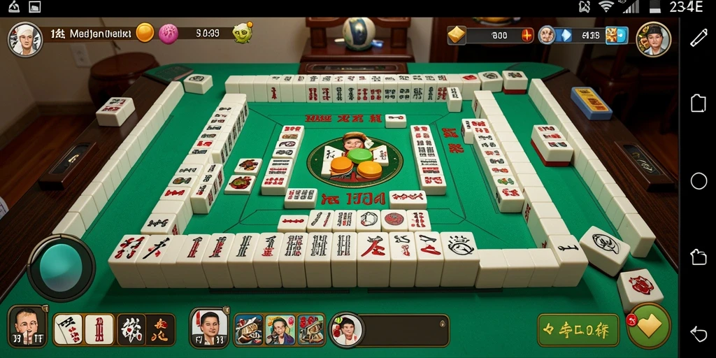 Screenshot gameplay 234E menampilkan antarmuka Mahjong yang menarik.