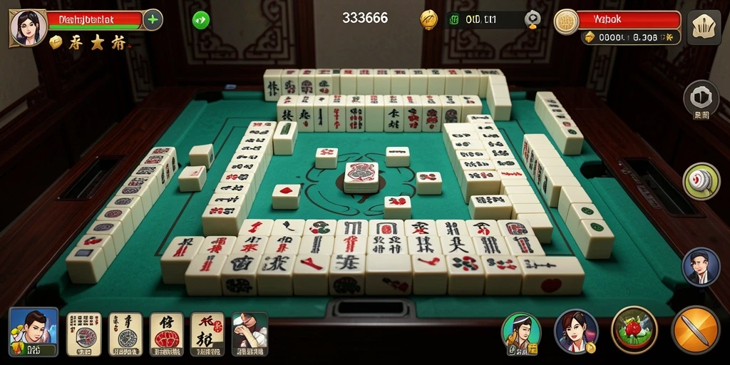 Tangkapan layar permainan <strong>333666</strong> menunjukkan aksi seru dalam Mahjong.