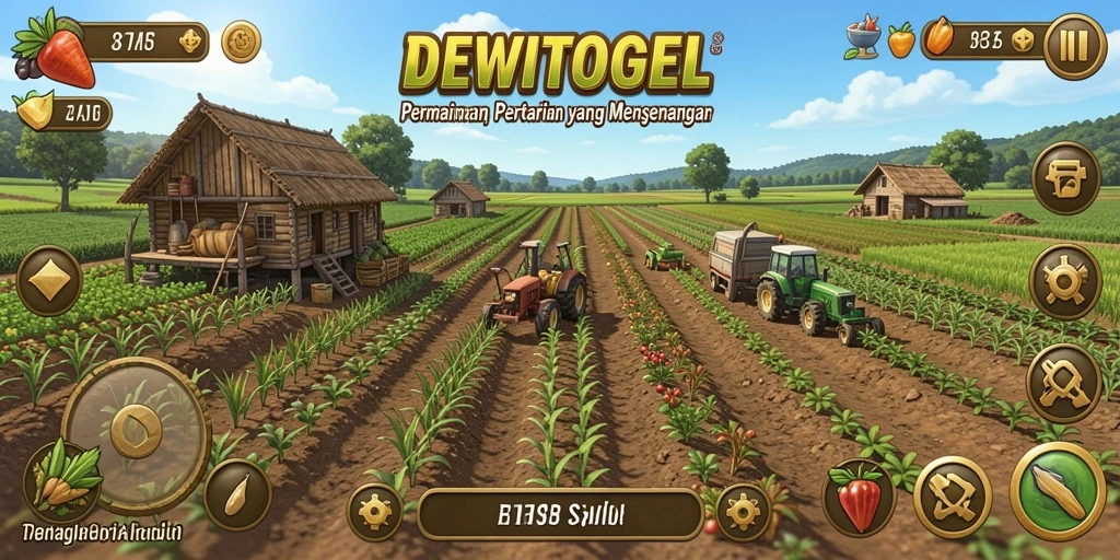 Tampilan gameplay seru dalam pertanian DEWITOGEL dengan berbagai jenis tanaman.