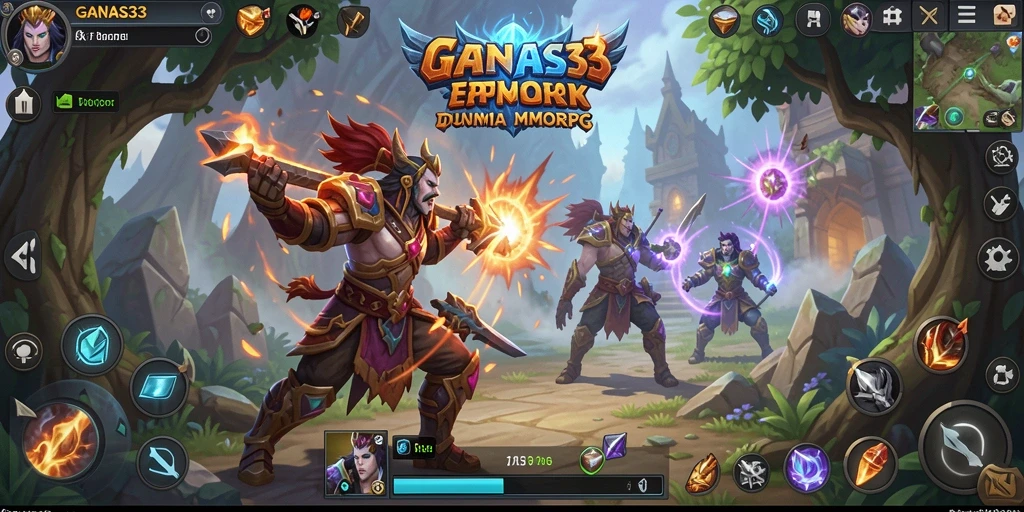 Screenshot menunjukkan aksi seru dalam gameplay MMORPG GANAS33.