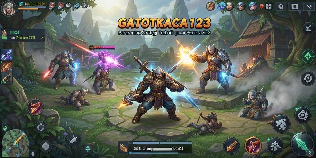Screenshot GATOTKACA123 menunjukkan pertempuran strategi epik.