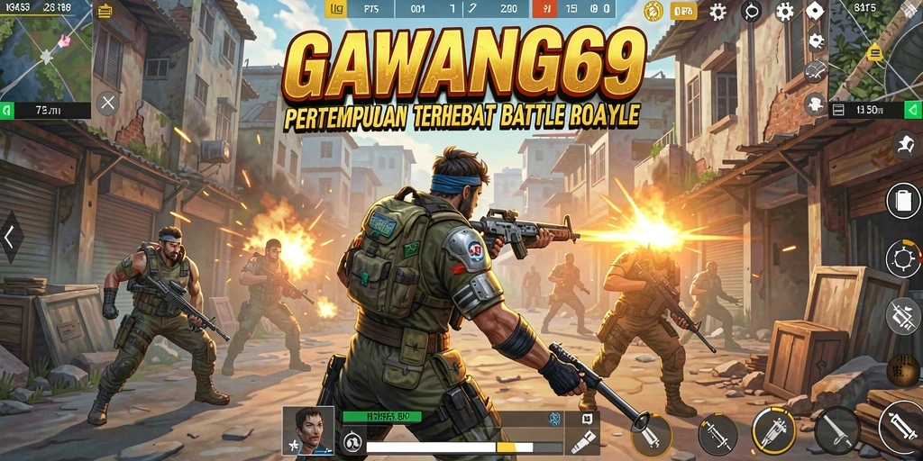 Tampilan aksi seru di GAWANG69 saat pertempuran Battle Royale.