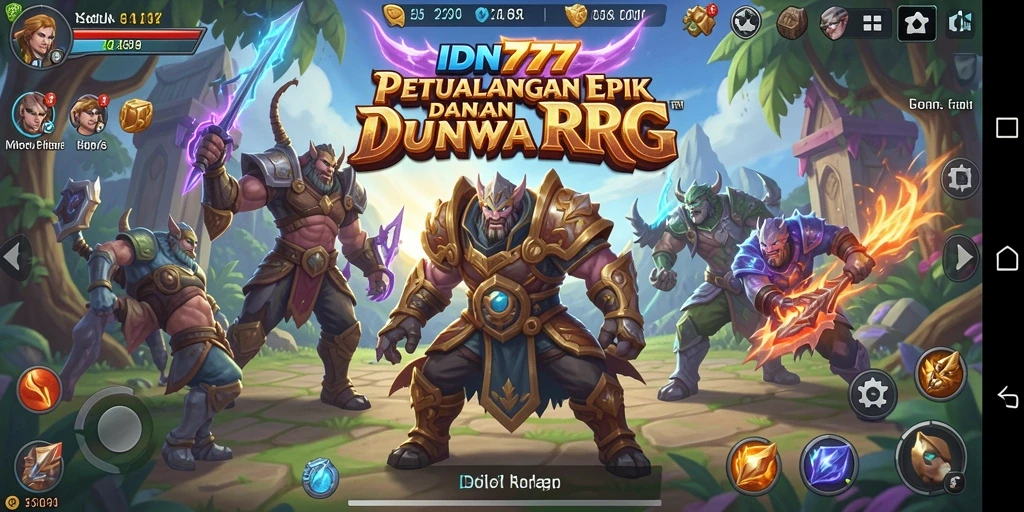 Tangkapan layar utama IDN777 menampilkan aksi pertarungan seru dalam permainan RPG.