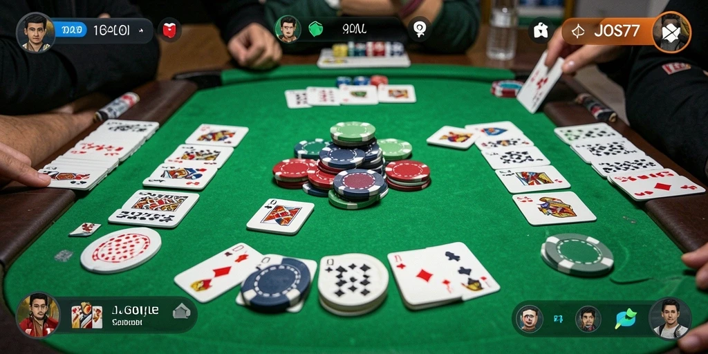 Screenshot JOS77 menampilkan gameplay seru permainan Gaple.
