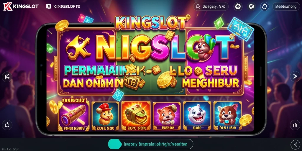 Screenshot KINGSLOT menunjukkan gameplay seru dengan beragam tema slot.