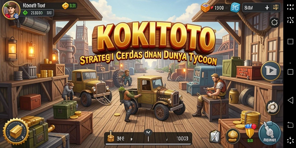 Tangkapan layar gameplay KOKITOTO menampilkan strategi bisnis yang mendalam.