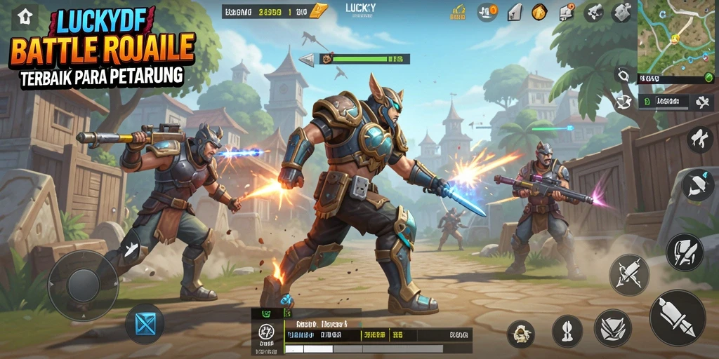 Tangkapan layar gameplay LUCKYDF yang menegangkan di arena Battle Royale.