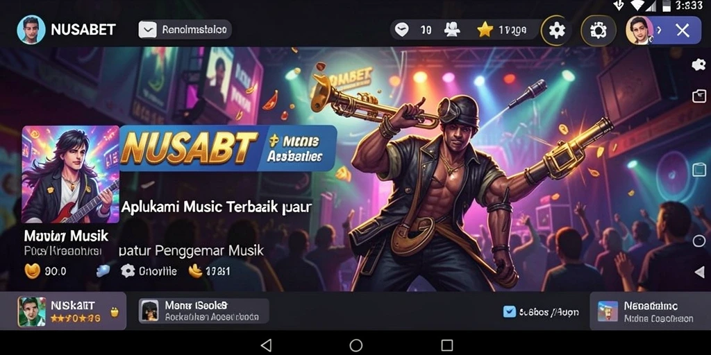 Tampilan gameplay NUSABET dengan fitur musik yang menarik.