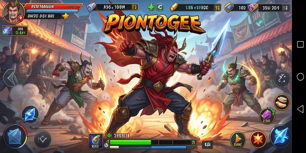Gambar menunjukkan aksi pertarungan seru dalam PIONTOGEL.