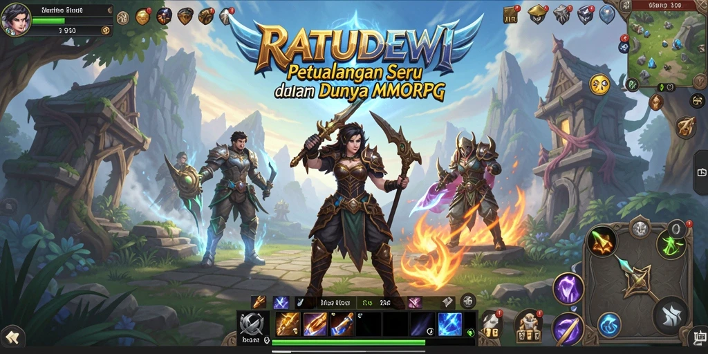 Tangkapan layar gameplay spektakuler dari RATUDEWI, menampilkan pertempuran epik.