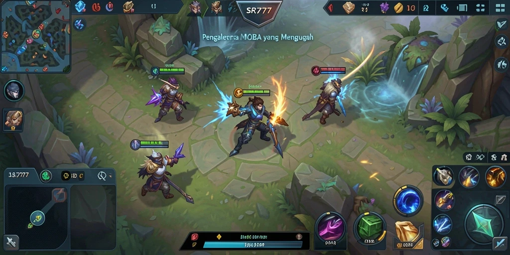 Tampilan gameplay seru di SR777 dengan aksi MOBA intens.
