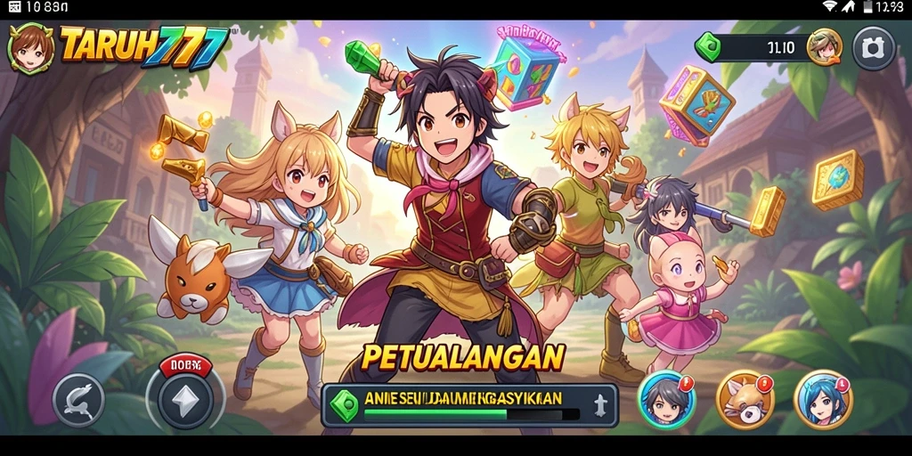 Gameplay seru TARUH777 dengan karakter anime ikonik.