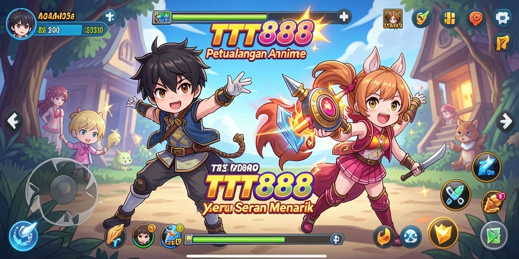 Tampilan gameplay TTT888 yang penuh warna dan dinamis.