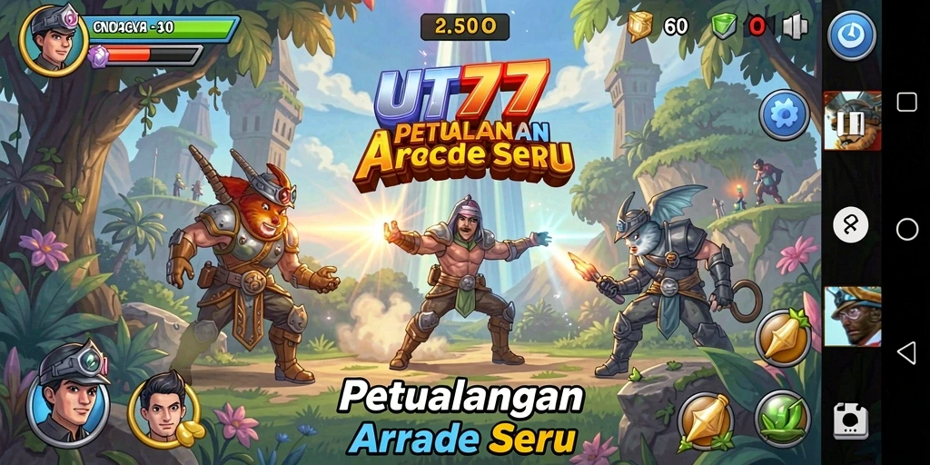 Tangkapan layar UT77 menunjukkan pengalaman gameplay Arcade yang mendebarkan.